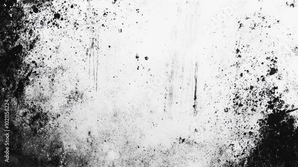 Fototapeta Artistic black and white texture with paint splashes and stains, creating a dramatic backdrop.