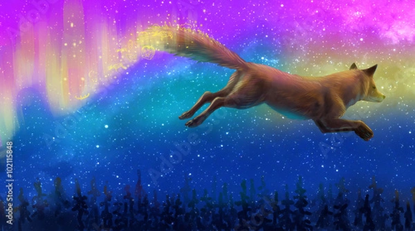 Obraz Лиса Северное сияние