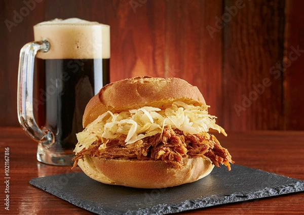 Fototapeta Pulled Pork Burger