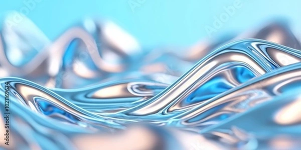 Fototapeta Chrome background with high shine, reflective metallic surfaces, and smooth, abstract textures