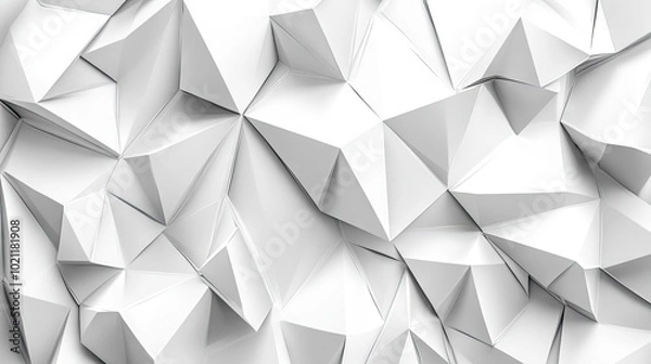 Fototapeta Abstract geometric white background featuring sharp triangular shapes and textures.