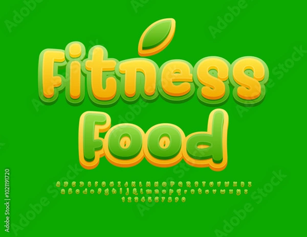 Fototapeta Vector healthy concept Fitness Food. Bright handwritten Font. Artistic Alphabet Letters and Numbers set.