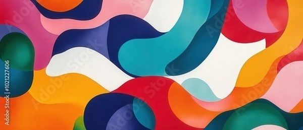 Fototapeta Vibrant abstract artwork with flowing multicolored shapes creating a dynamic visual effect.