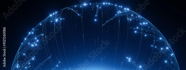 Obraz A blue sphere with a lot of lights on it