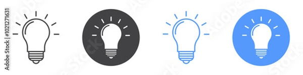 Obraz Light bulb icon Flat art in black and white isolated