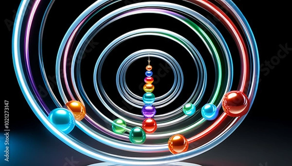 Fototapeta transparent spiral colorful spheres adding festive charm