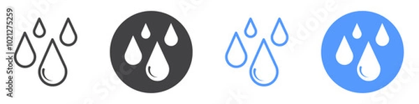 Obraz Raindrops icon Flat art in black and white isolated