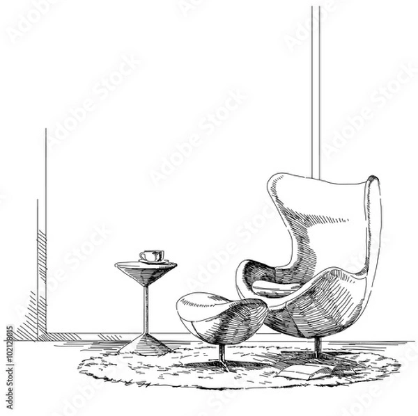 Obraz Modern interior hand drawing vector.
