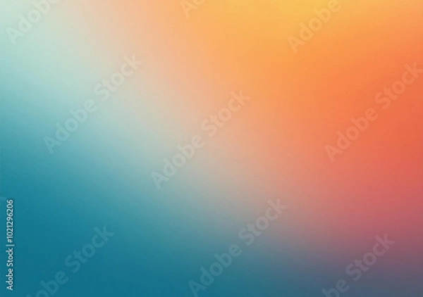 Fototapeta Vibrant grainy gradient background orange white blue teal blurred noise texture header poster banner landing page backdrop design
