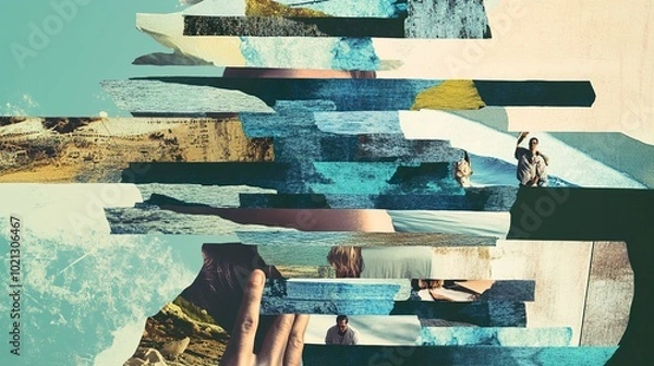 Fototapeta pop collage illustration Abstract creative retro but contemporary pop art collage concept Generative AI
