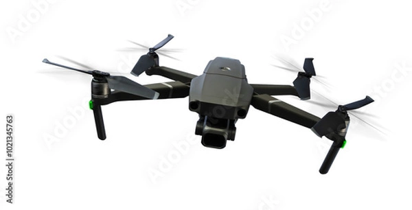 Obraz A black flying drone isolated on transparent background