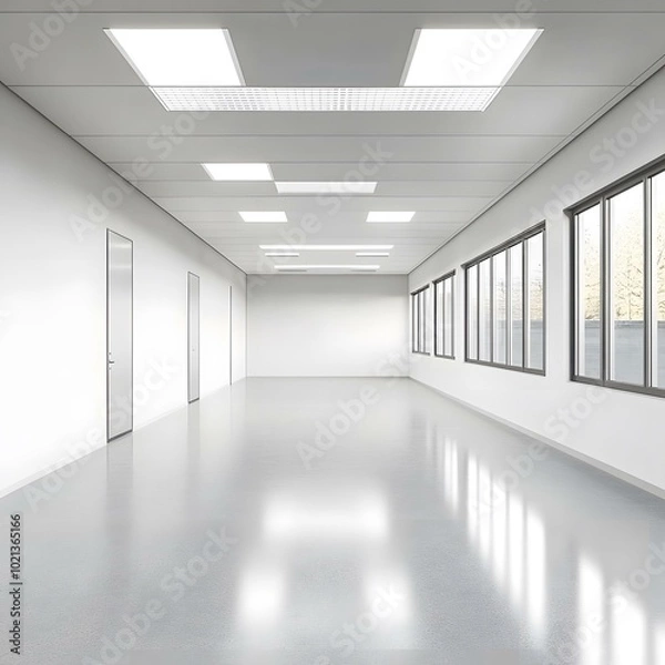 Obraz Empty Office Space with White Walls and Windows