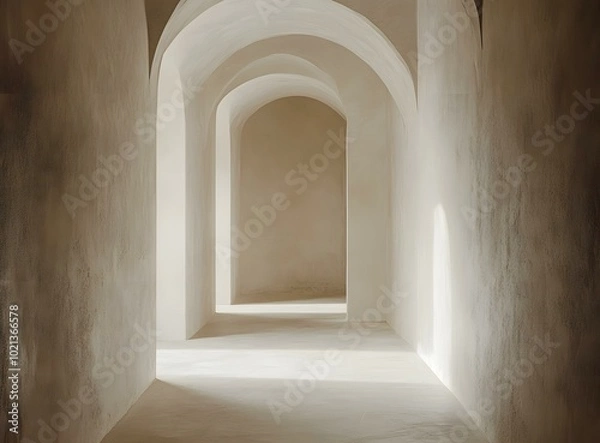 Fototapeta Abstract Architecture Hallway with Arches and Light