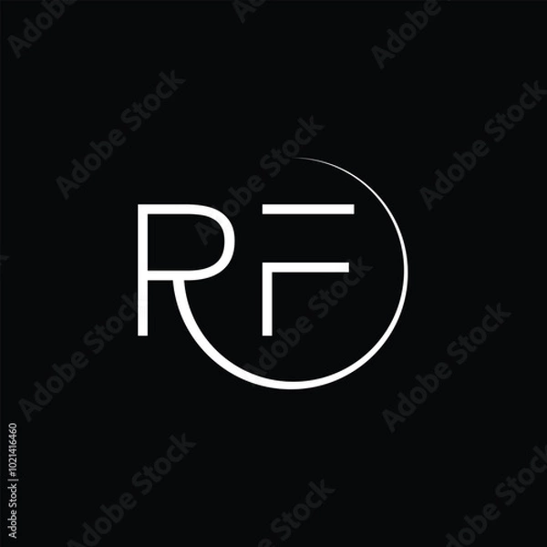 Obraz RF logo. R F design. White RF letter. RF, R F letter logo design. Initial letter RF linked circle uppercase monogram logo. 