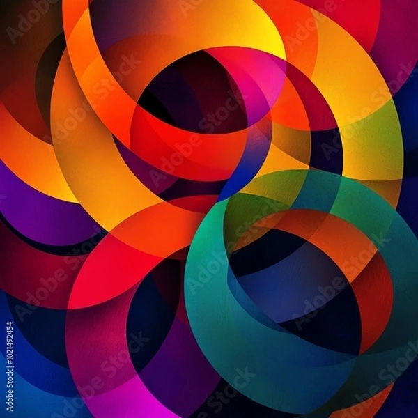 Obraz Colorful abstract circles in vibrant hues, creating a dynamic and energetic visual pattern.