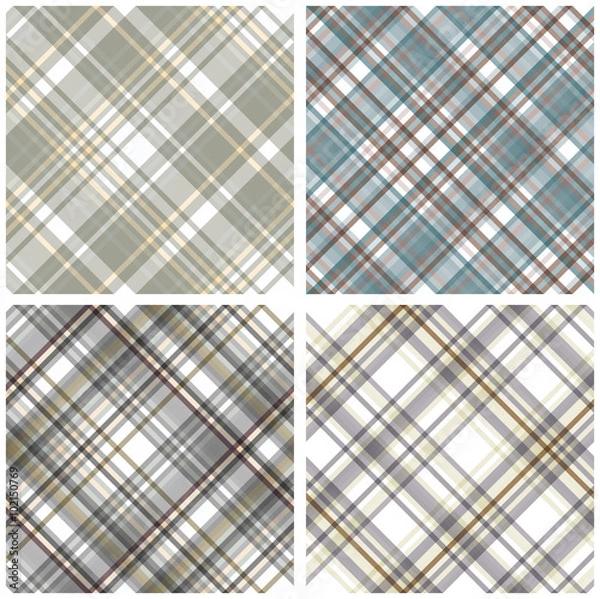 Obraz Abstract Tartan Chekered Seamless Pattern Set