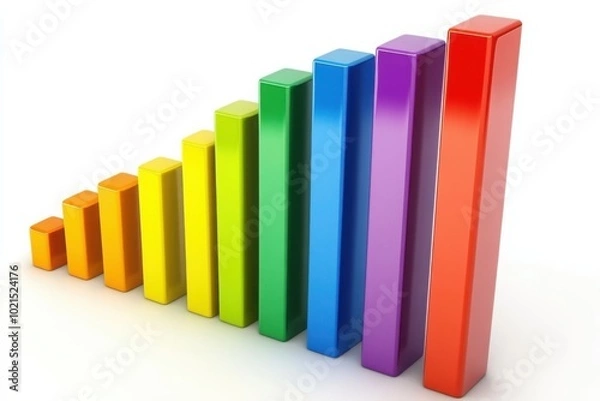 Obraz a rainbow colored bar chart on a white background