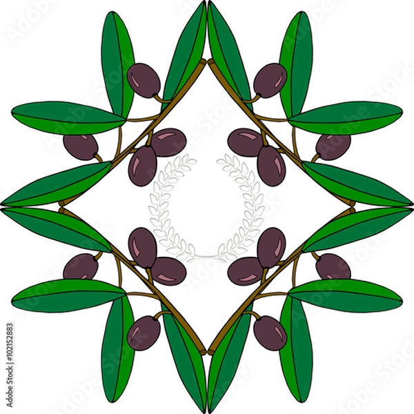 Fototapeta Olive seamless pattern with laurels. Key fragment. Made by means of openclipart.org elements.