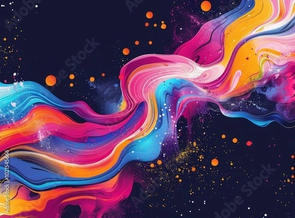 Fototapeta Abstract Colorful Flowing Paint Splatter