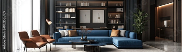Fototapeta Interior design, 3d rendering, generative ai
