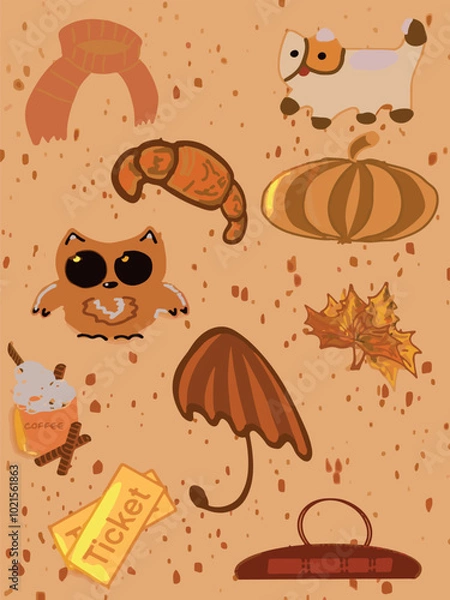 Obraz vector graphics, illustration on the theme of autumn time