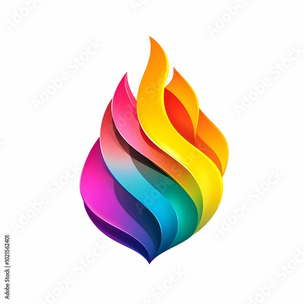 Obraz Abstract 3D Flame Logo Design with Rainbow Colors