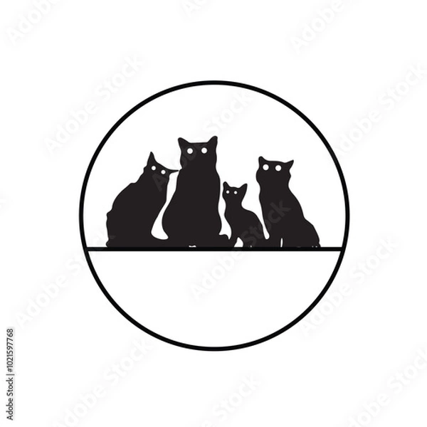 Fototapeta cat logo silhouette vector