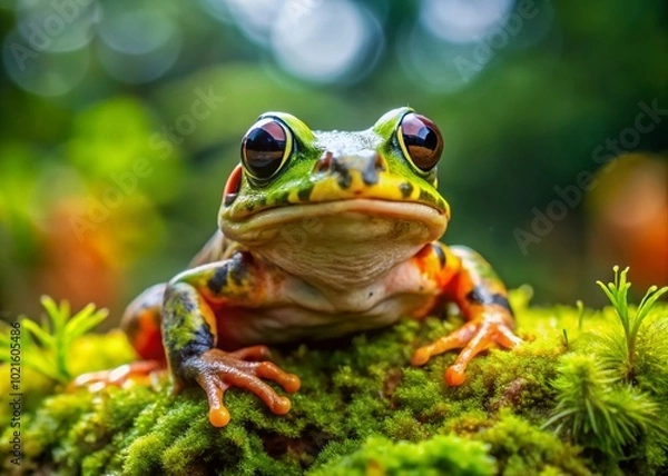 Fototapeta Vibrant Amphibians in Their Natural Habitat: Frogs, Toads, and Salamanders in Focus