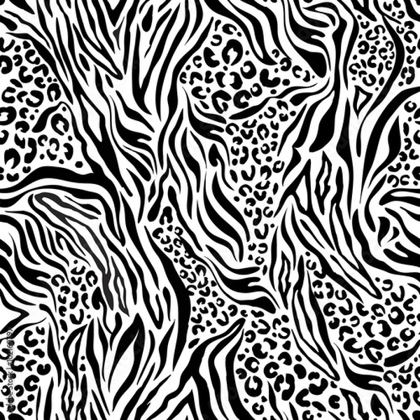 Obraz czarno-biała zebra - leo mix ~ bezszwowe tło