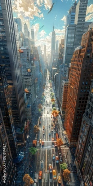 Fototapeta Futuristic Cityscape Aerial View