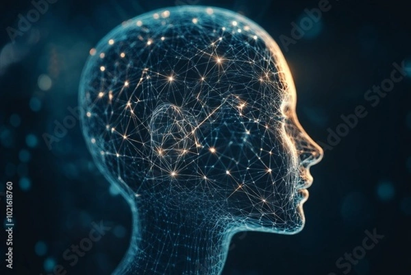 Fototapeta a human head with a network of connected dots