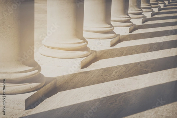 Fototapeta Pillars with Vintage Style Filter and Sunlight