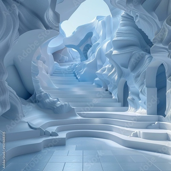 Obraz Abstract Light Blue Cave Architecture
