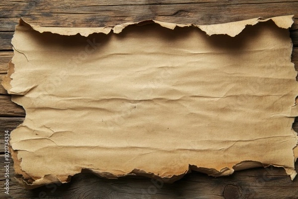 Fototapeta a piece of paper on a wooden surface