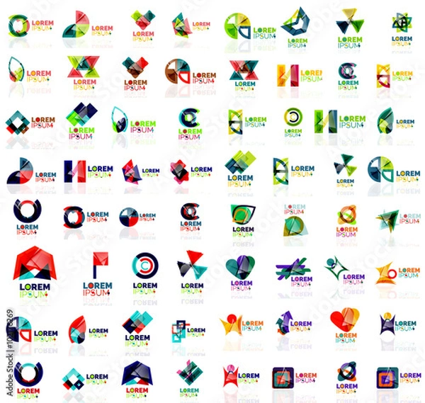 Fototapeta Mega set of paper logo abstract geometrical shapes