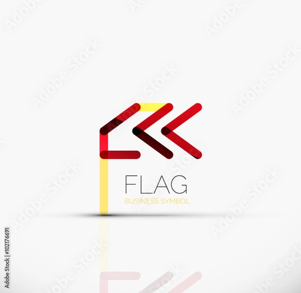 Fototapeta Logo flag, abstract linear geometric business icon