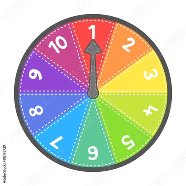 Fototapeta Vector Spin Wheel Game With Numbers 1-10