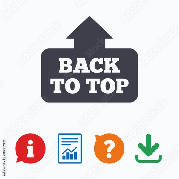 Fototapeta Back to top arrow sign icon. Scroll up symbol.