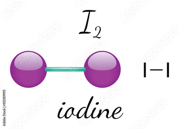 Fototapeta I2 iodine molecule