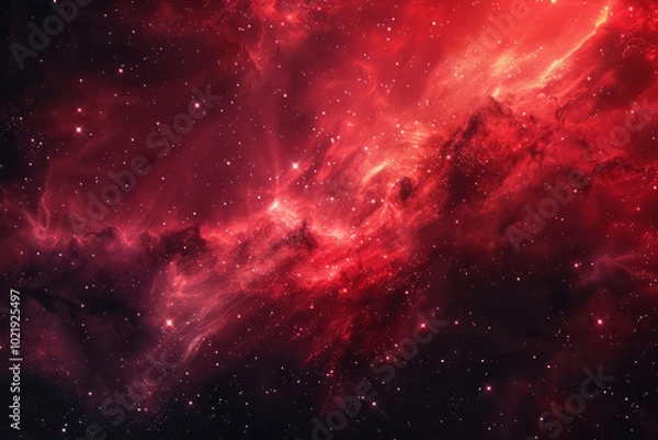 Fototapeta Beautiful red galaxy. Generative AI