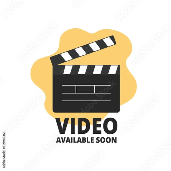 Fototapeta Soon video image vector. Video available soon illustration.