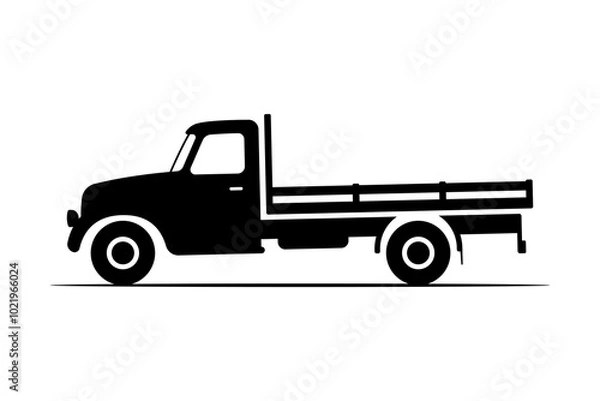 Fototapeta Farm truck icon. Black silhouette. Side view. Vector simple flat graphic illustration. Isolated object on white background. Isolate.