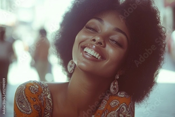 Obraz Timeless portrayal: black portrait from the 1960s and 1970s, periods authentic atmosphere, the powerful narratives, fashion, and spirit that defined a pivotal era in history