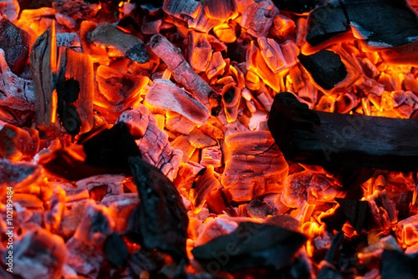 Obraz fire flames with sparks on the coals