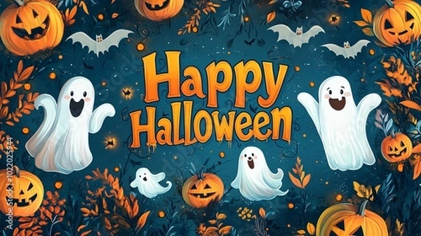 Obraz Happy Halloween text background