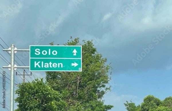 Obraz a close up view of direction sign of Solo and Klaten