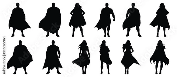 Obraz Superhero silhouette set vector design big pack of hero illustration and icon