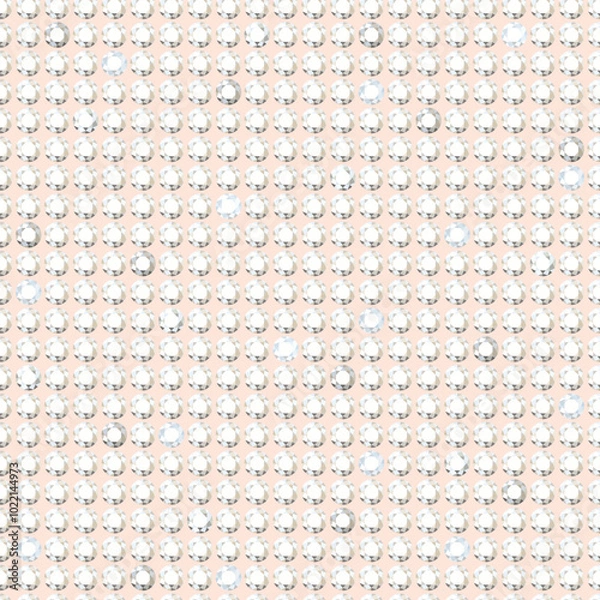 Obraz Shiny rhinestone surface pattern design. Polka dot with gems, sparkling diamonds vector illustration. Glittering crystals seamless background. Jewel imitation wallpaper