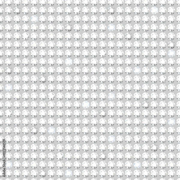 Fototapeta Shiny rhinestone surface pattern design. Polka dot with gems, sparkling diamonds vector illustration. Glittering crystals seamless background. Jewel imitation wallpaper
