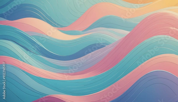 Fototapeta Pastel abstract illustration of Waves and Dunes for background and liminal space 